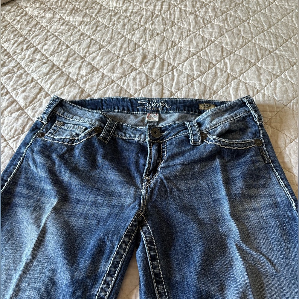 Silver Jeans Aiko Womens W33/L33 Blue Denim  Distressed Pockets